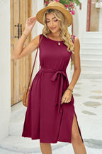 Tied Round Neck Sleeveless Dress (25)