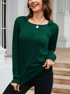 Texture Round Neck Long Sleeve Knit Top (8)