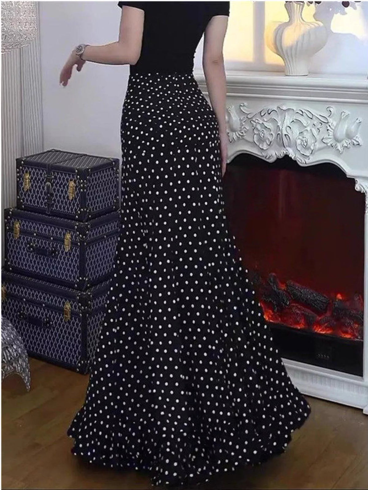 Polka Dot Mermaid Maxi Skirt (13)
