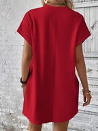 Pocketed Round Neck Short Sleeve Dress (9)