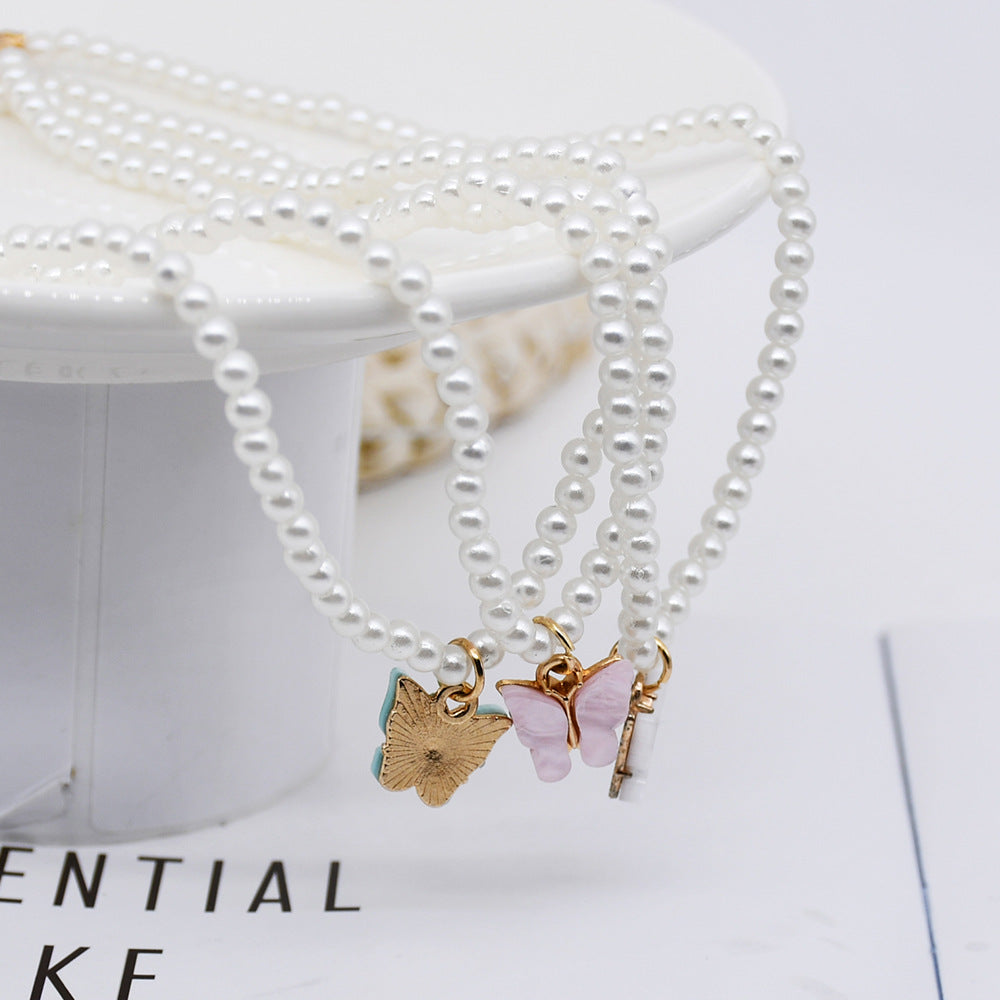 White Pearl Butterfly Necklace (6)