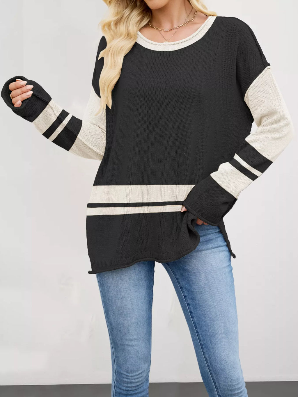 Block Side Slit Sweater (12)