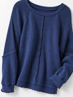 Waffle Knit Raglan Sleeve Sweatshirt (23)