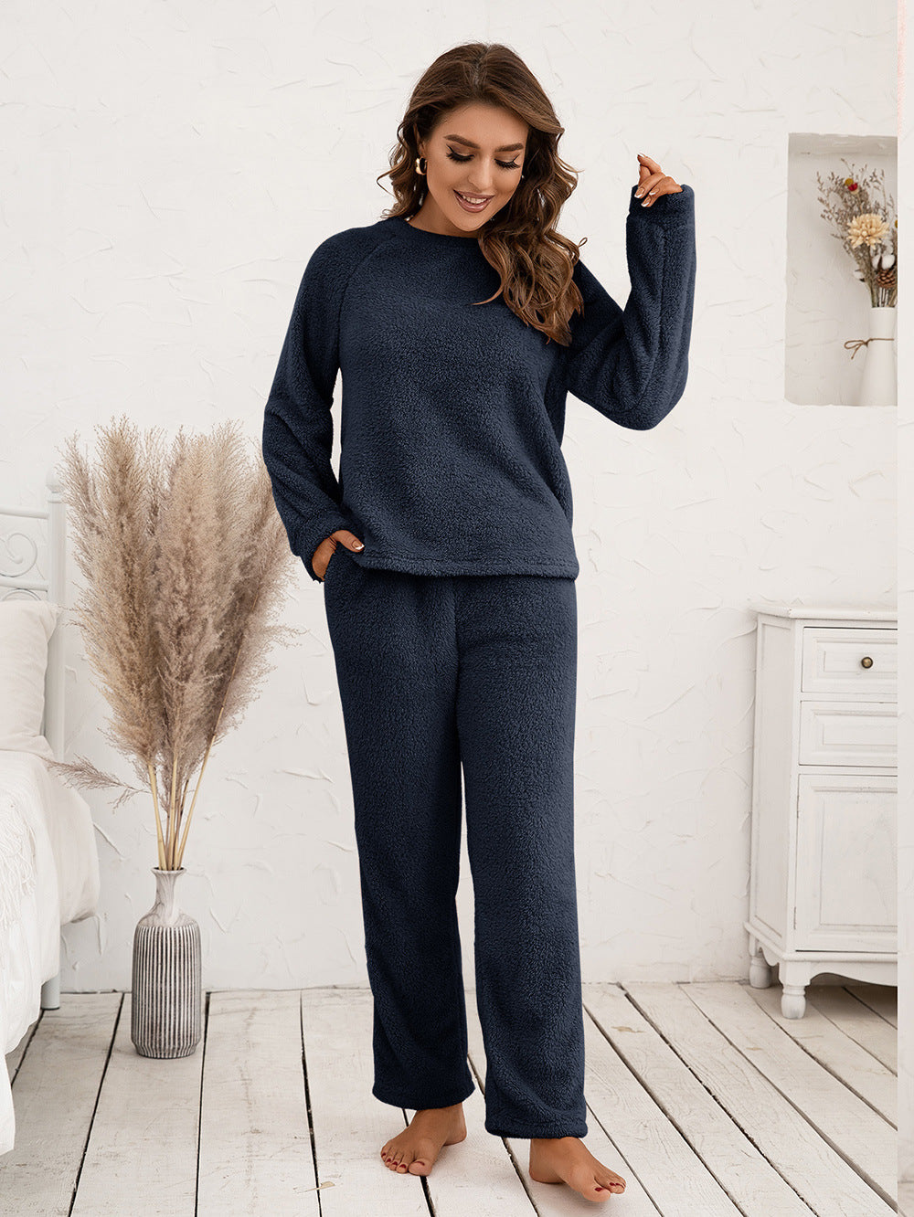 Teddy Long Sleeve Top Pants Lounge Set (5)