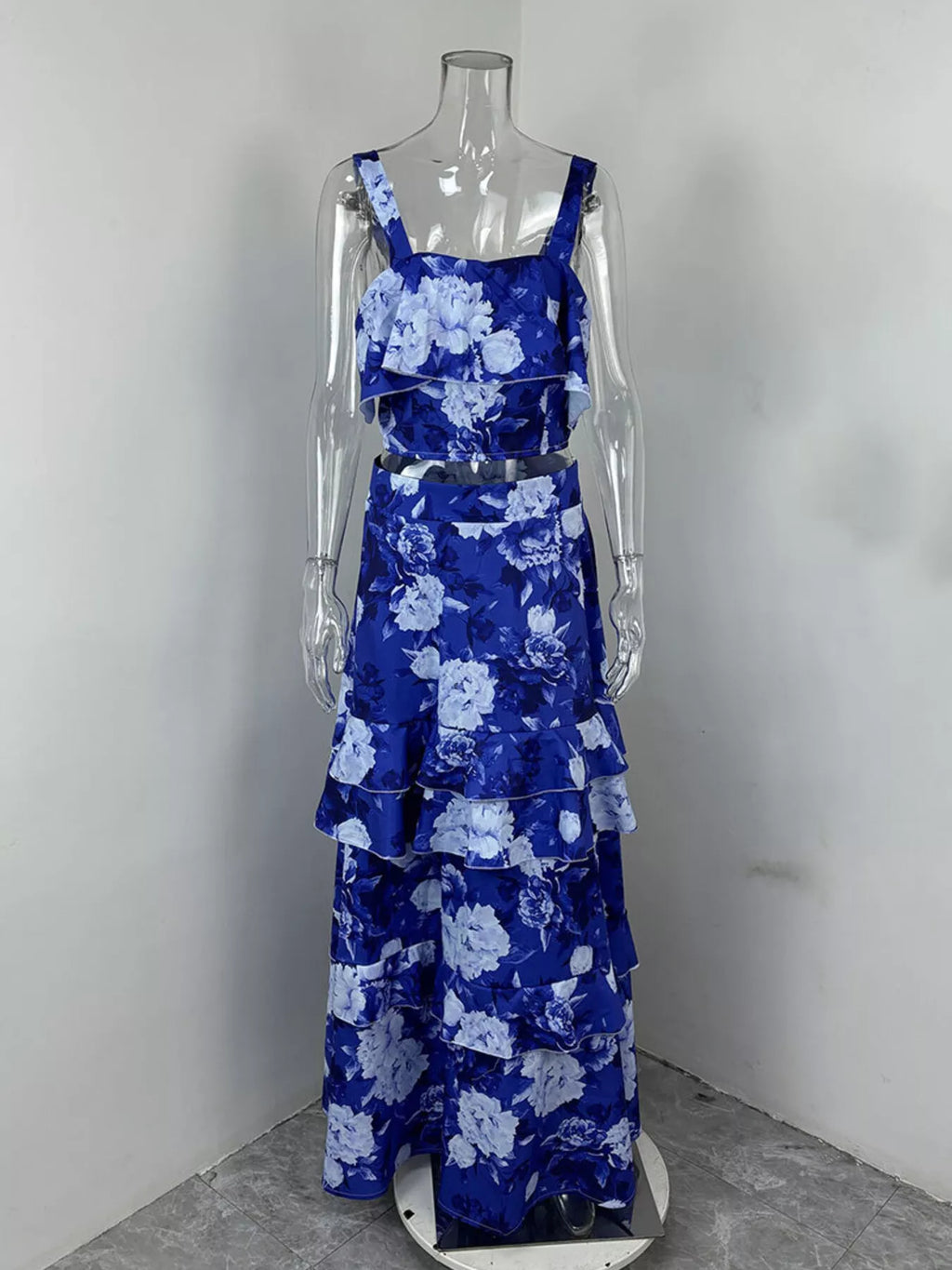 Floral Print Ruffle Cami Skirt Two-piece Set (18)