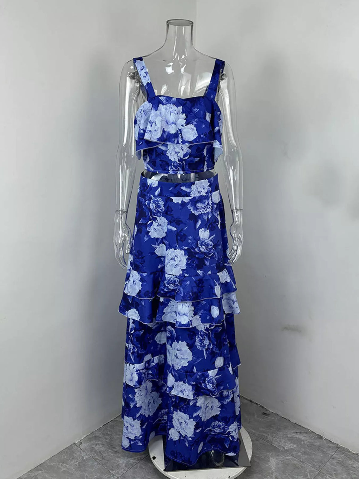 Floral Print Ruffle Cami Skirt Two-piece Set (18)