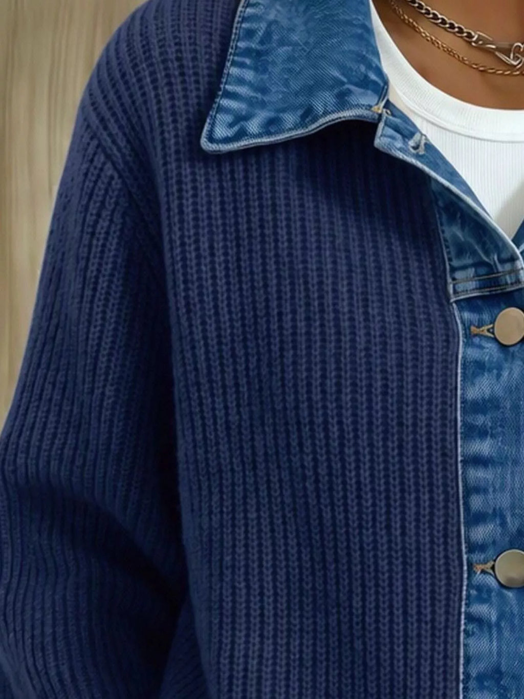 Denim Trim Button Up Cardigan (6)