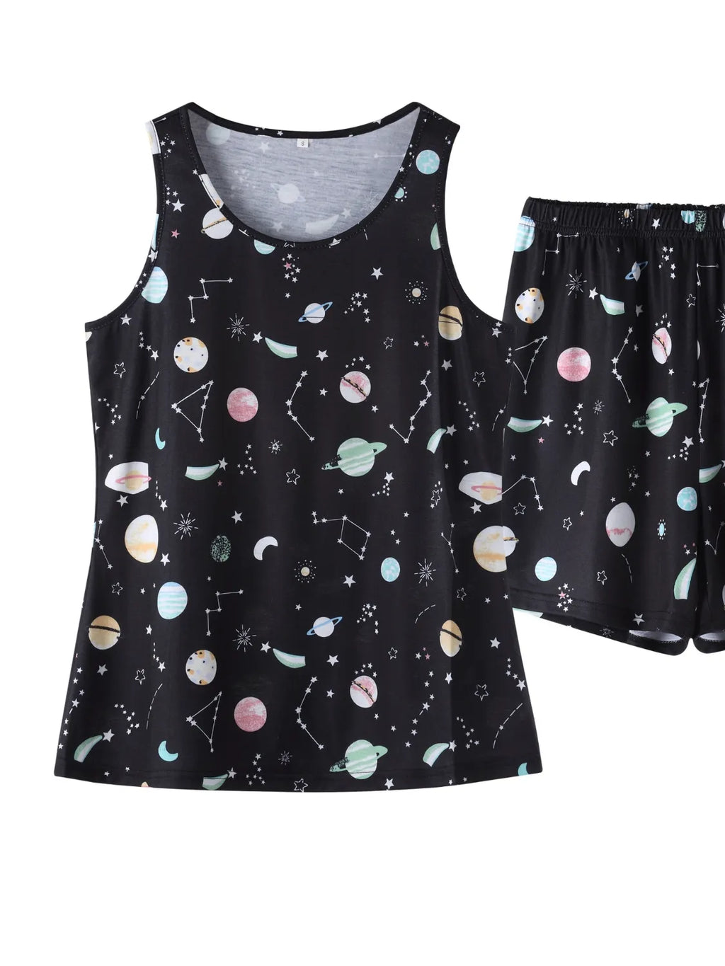 Printed Round Neck Top Shorts Lounge Set (3)