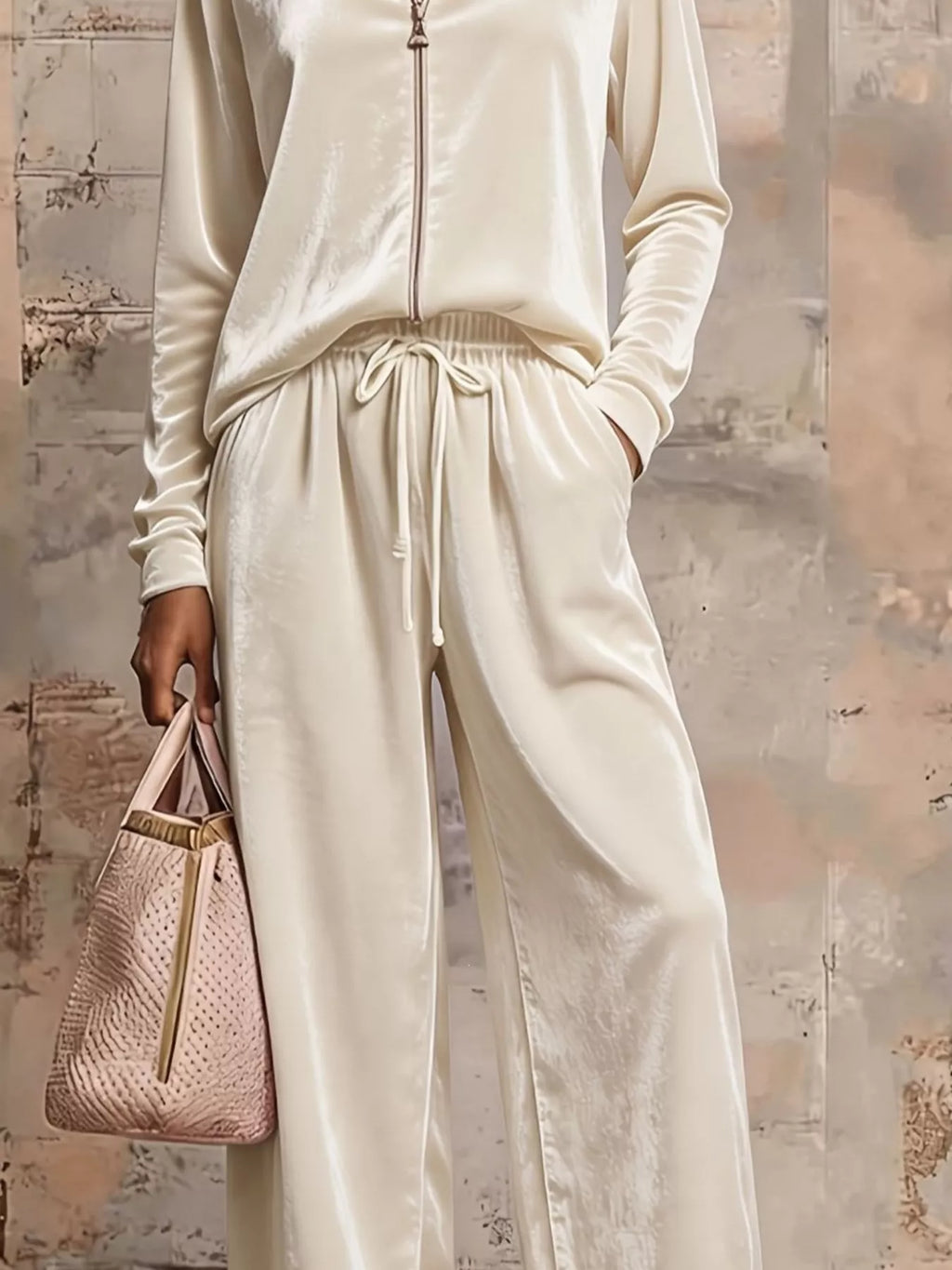 Velvet Zip-up Top Pants Set (8)