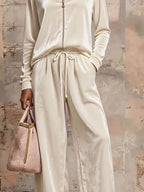 Velvet Zip-up Top Pants Set (8)