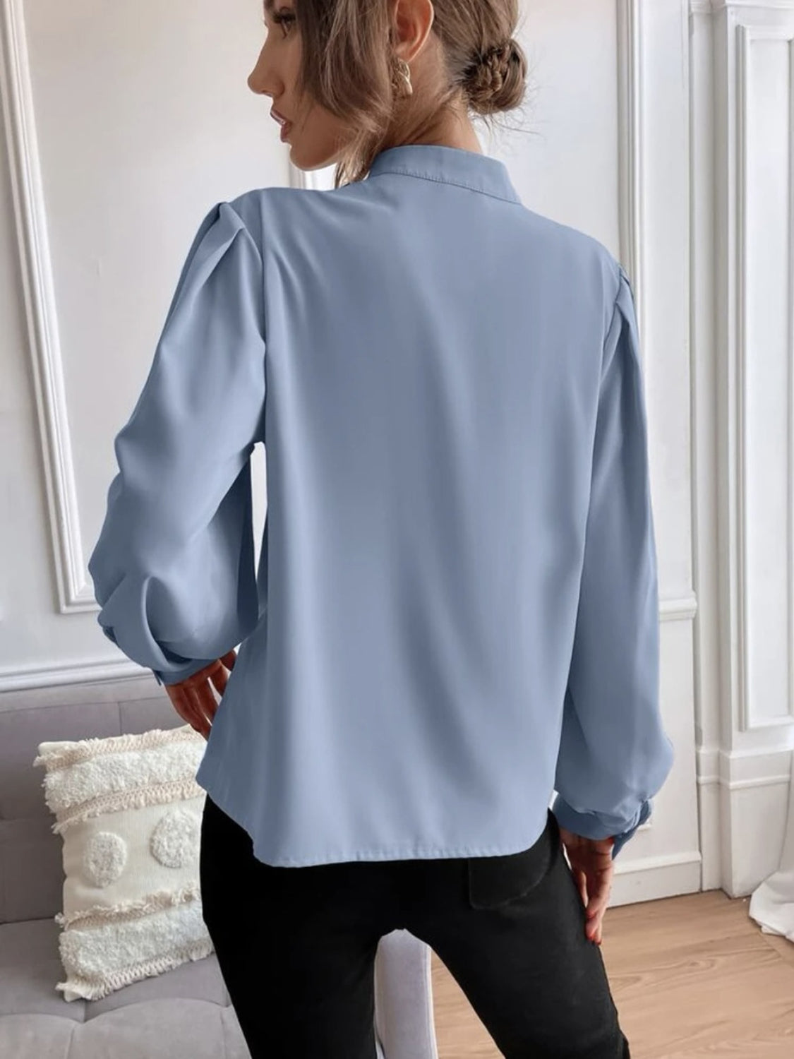 Mock Neck Button Front Shirt (12)