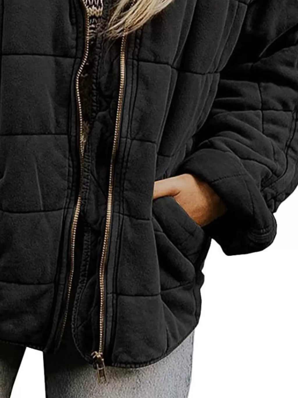 Full Size Zip Up Quilted Bomber Jacket Plus (8)