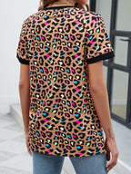 Leopard Round Neck Short Sleeve Tee Shirt (24)