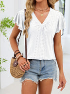V-neck Flutter Sleeve T-shirt (16)