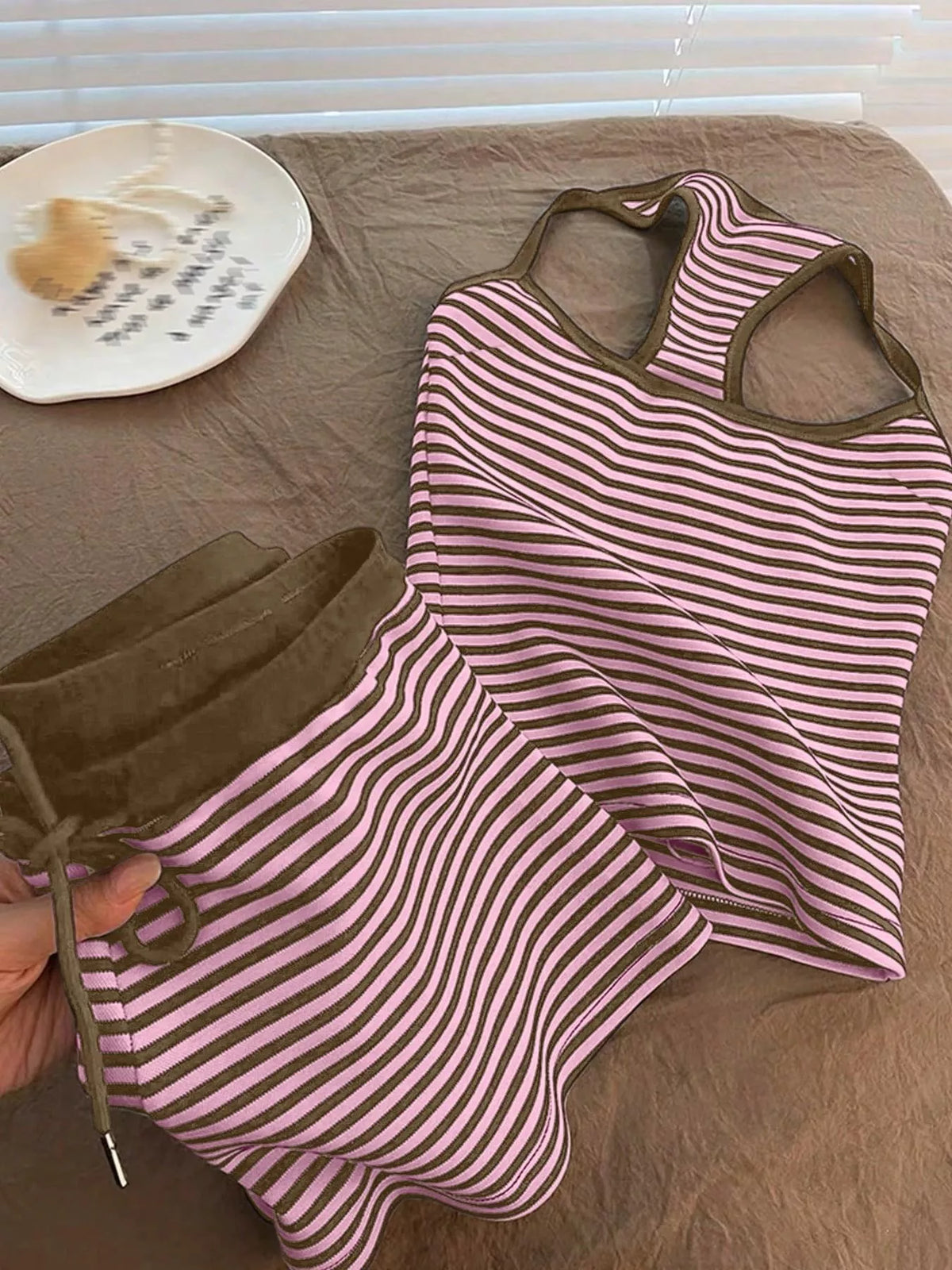 Striped Tank Top Shorts Set (3)