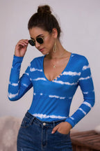 Tie-dye Plunge Long Sleeve Top (9)