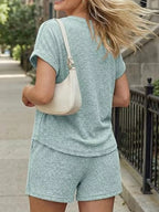 Short Sleeve Top Shorts Set (16)