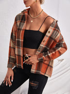 Plaid Collared Neck Button Down Jacket (3)