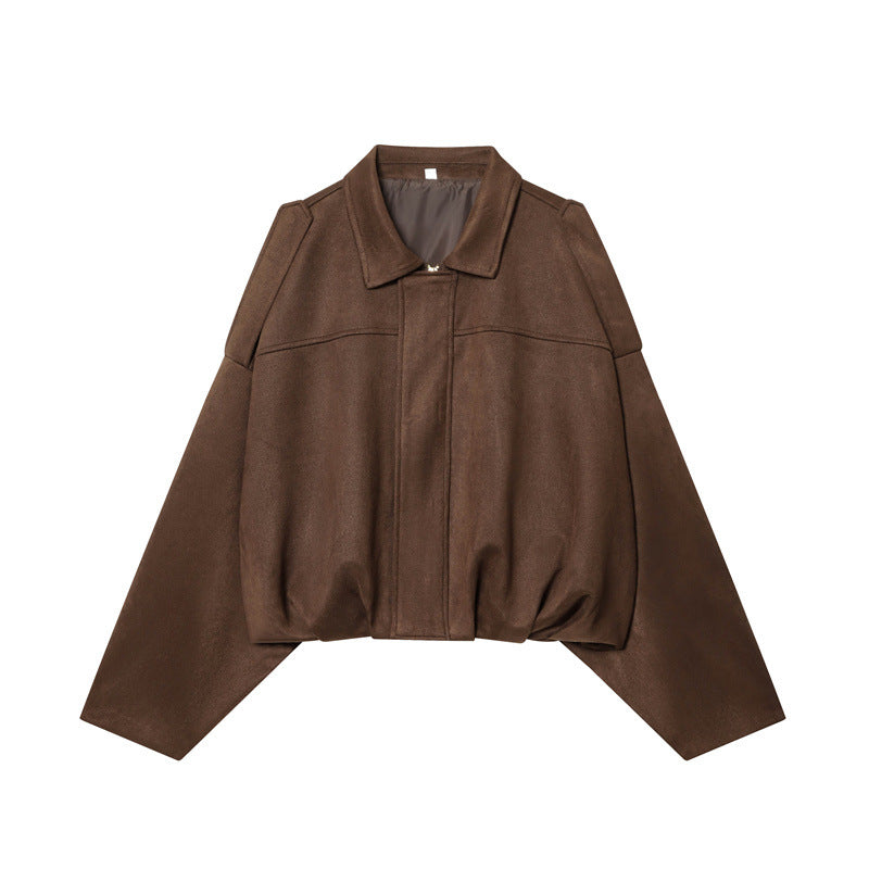 Suede Effect Bomber Jacket Coat photo 3