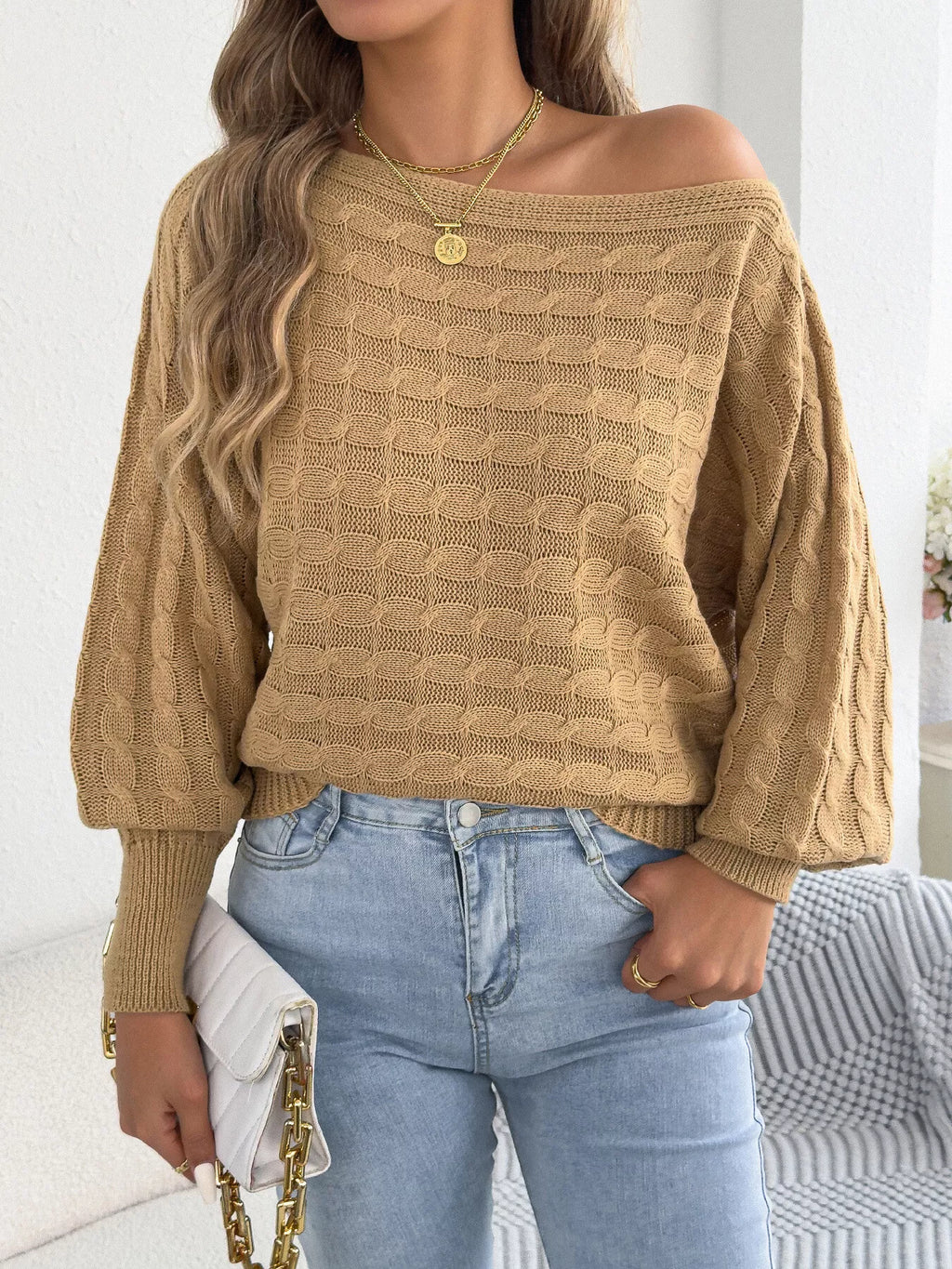 Cable Knit Boat Neck Sweater (6)