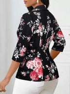 Floral Print One Button Casual Blazer (4)