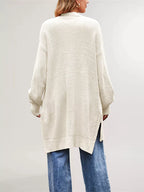Open Front Openwork Knit Longline Cardigan (2)
