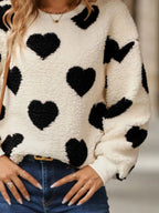Fuzzy Heart Dropped Shoulder Sweatshirt (6)