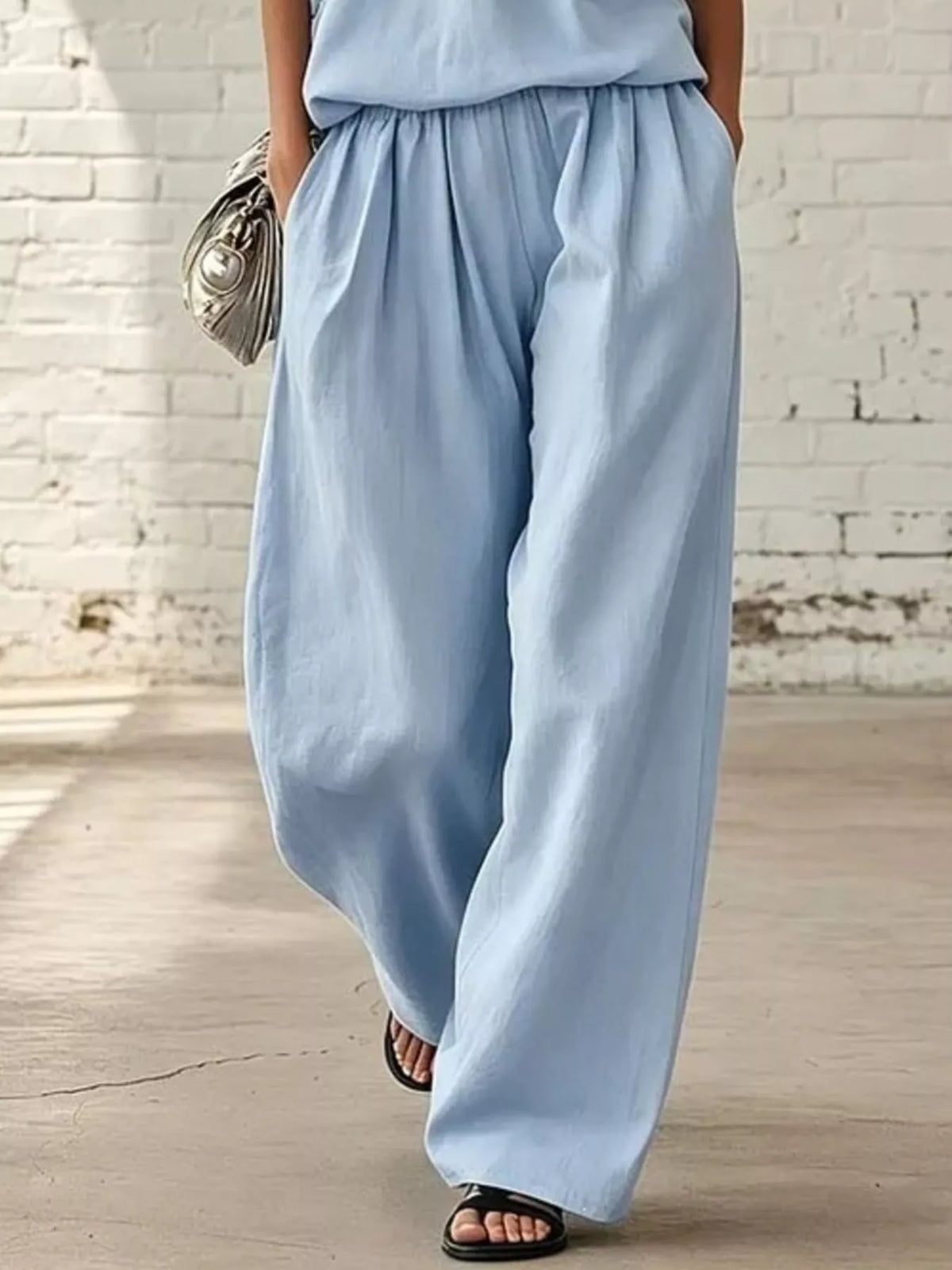 Full Size Sleeveless Top Wide-leg Pants Set Plus (9)