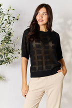 Ribbed Trim Round Neck Knit Top (28)