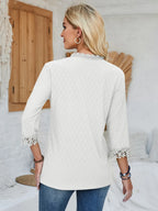 Lace Detail V-neck Three-quarter Sleeve Blouse (12)