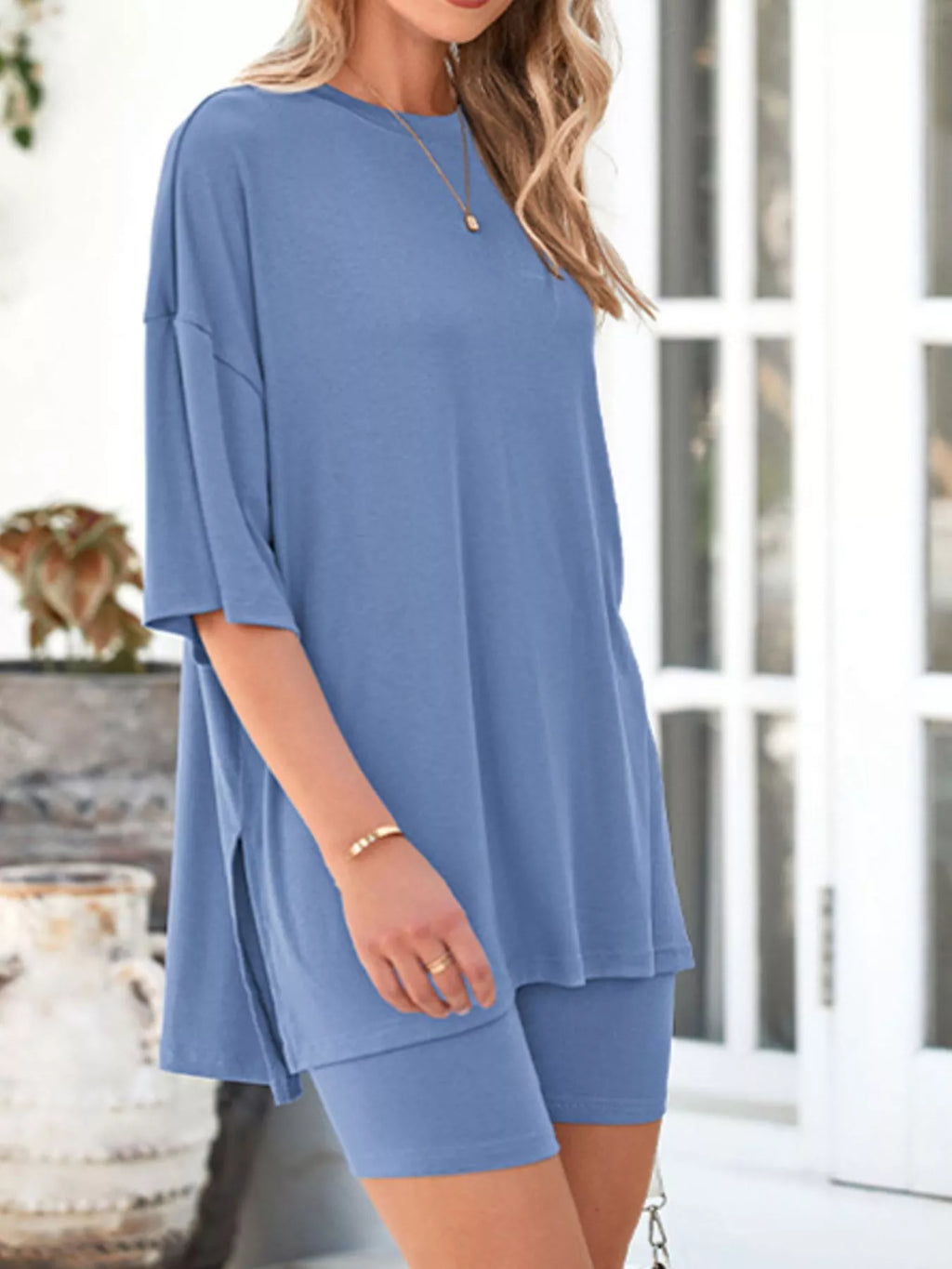 Full Size Half Sleeve T-shirt Shorts Set Plus (23)