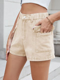 High Waist Cargo Denim Shorts
