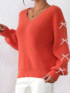 Bow-tie Sleeve V-neck Sweater (12)