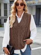 Cable Knit V-neck Sweater Vest (7)