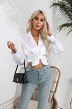 Lapel Collar Button Up Long Sleeve Shirt (5)