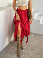 Slit Drawstring Ruffled Skirt (14)