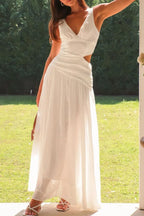 Cutout Back V-neck Dress