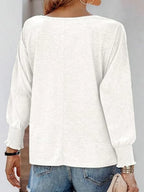 Round Neck Smocked Lantern Sleeve T-shirt (10)