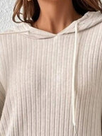 Ribbed Knit Long Sleeve Hoodie (11)