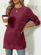 Ribbed Knit Round Neck Sweater (20)