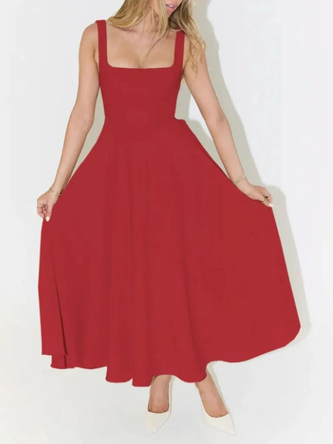 Square Neck Sleeveless Midi Dress (11)