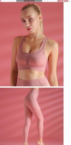 Sports Bra Shockproof Yoga Vest variant CJYDYDYD00748-Pink set-L