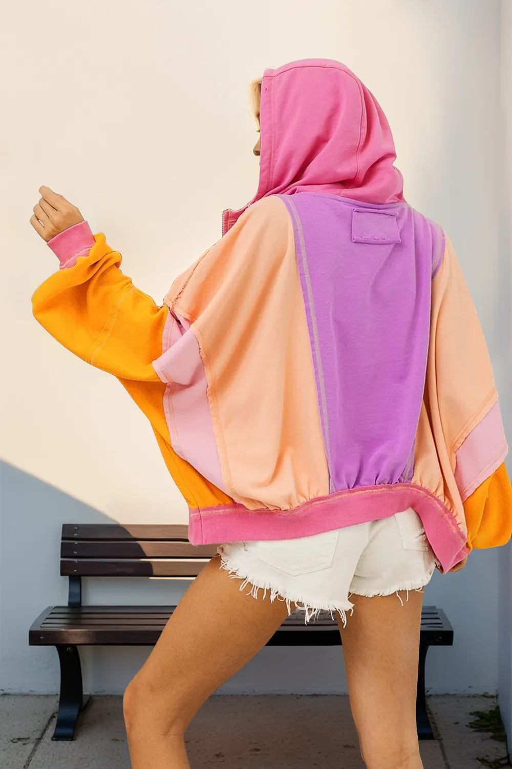 Full Size Block Zip Up Hoodie (3)