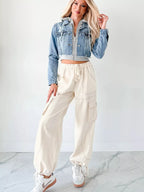 Distressed Zip Up Cropped Hooded Denim Jacket (20)