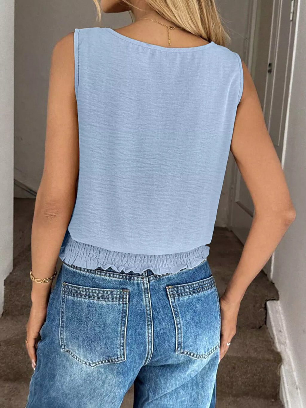 Smocked Round Neck Tank (4)