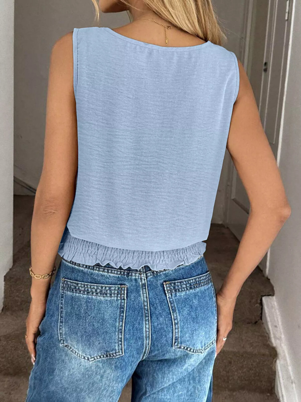 Smocked Round Neck Tank (4)