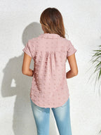 Swiss Dot Button Up Cap Sleeve Shirt (3)