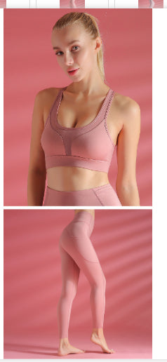 Sports Bra Shockproof Yoga Vest variant CJYDYDYD00748-Pink set-M