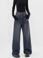 Retro Dark Blue Wide Leg Jeans Baggy Straight Trousers variant CJNZ205164001AZ|CJNZ205164002BY|CJNZ205164003CX|CJNZ205164004DW