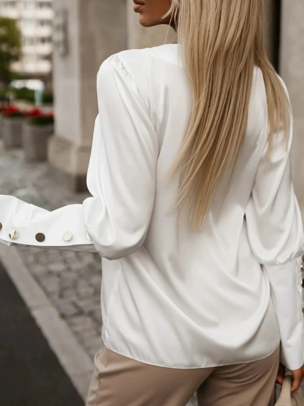 V-neck Long Sleeve Blouse (5)